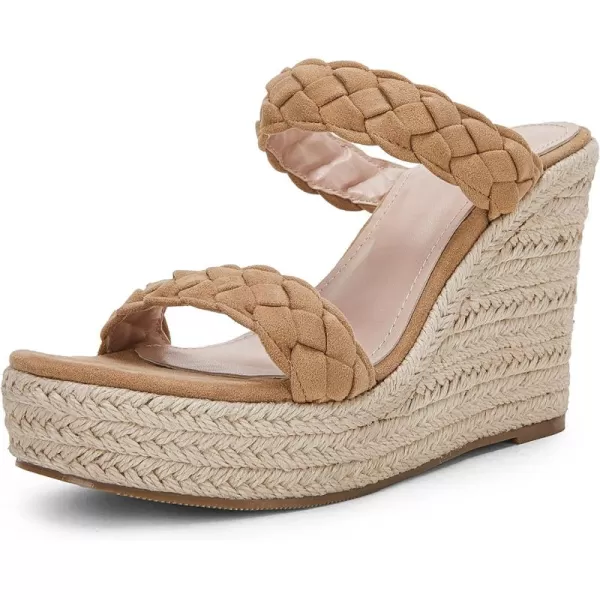 Womens Wedge Platform Sandals Espadrilles Two Strap Woven Slip On Summer Cute Slide Sandals