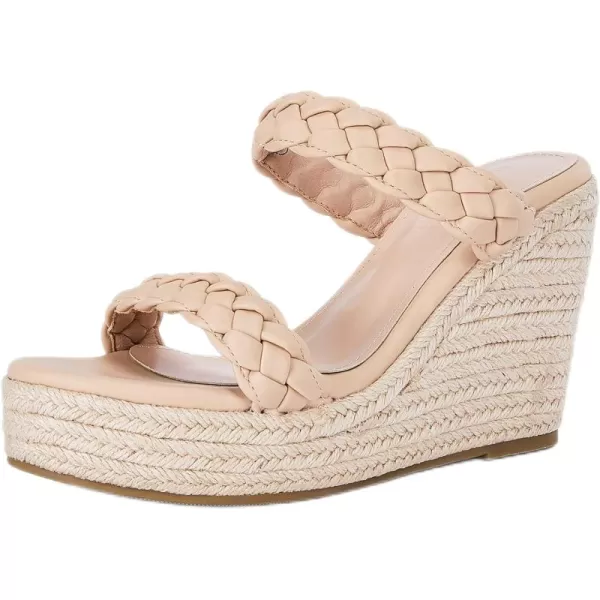 Womens Wedge Platform Sandals Espadrilles Two Strap Woven Slip On Summer Cute Slide Sandals