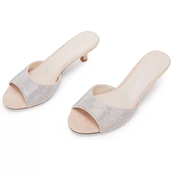 Coutgo Womens Kitten Heel Slide Sandal Cute Open Toe Mules Backless Slip On Heeled Dress Shoe