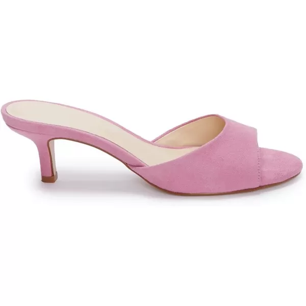 Coutgo Womens Kitten Heel Slide Sandal Cute Open Toe Mules Backless Slip On Heeled Dress Shoe