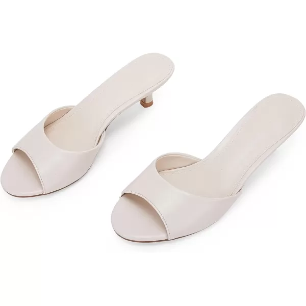 Coutgo Womens Kitten Heel Slide Sandal Cute Open Toe Mules Backless Slip On Heeled Dress Shoe