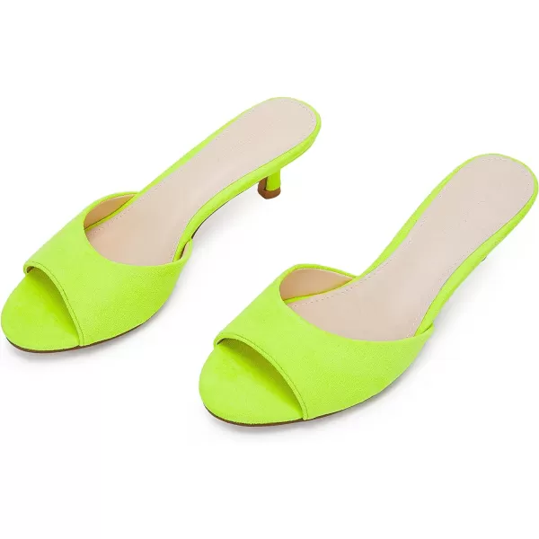 Coutgo Womens Kitten Heel Slide Sandal Cute Open Toe Mules Backless Slip On Heeled Dress Shoe