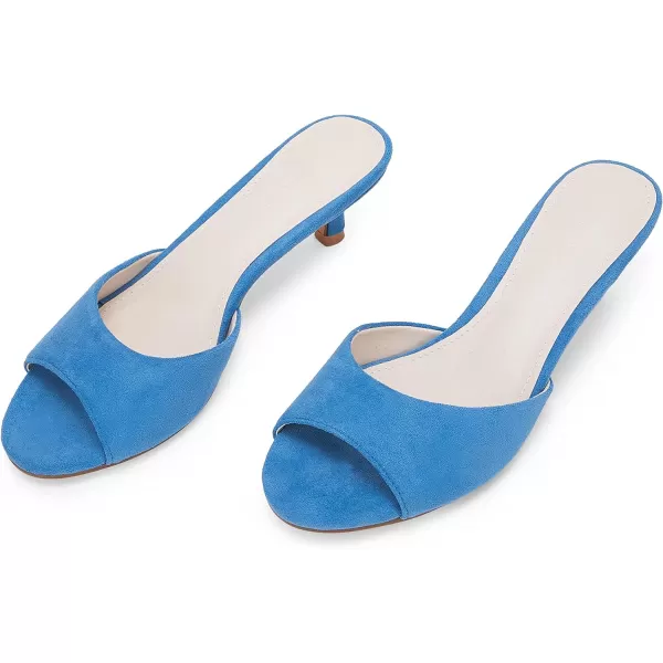 Coutgo Womens Kitten Heel Slide Sandal Cute Open Toe Mules Backless Slip On Heeled Dress Shoe