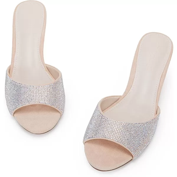 Coutgo Womens Kitten Heel Slide Sandal Cute Open Toe Mules Backless Slip On Heeled Dress Shoe