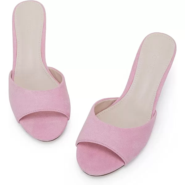 Coutgo Womens Kitten Heel Slide Sandal Cute Open Toe Mules Backless Slip On Heeled Dress Shoe