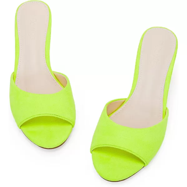 Coutgo Womens Kitten Heel Slide Sandal Cute Open Toe Mules Backless Slip On Heeled Dress Shoe