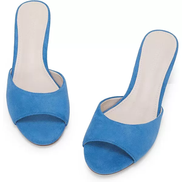 Coutgo Womens Kitten Heel Slide Sandal Cute Open Toe Mules Backless Slip On Heeled Dress Shoe