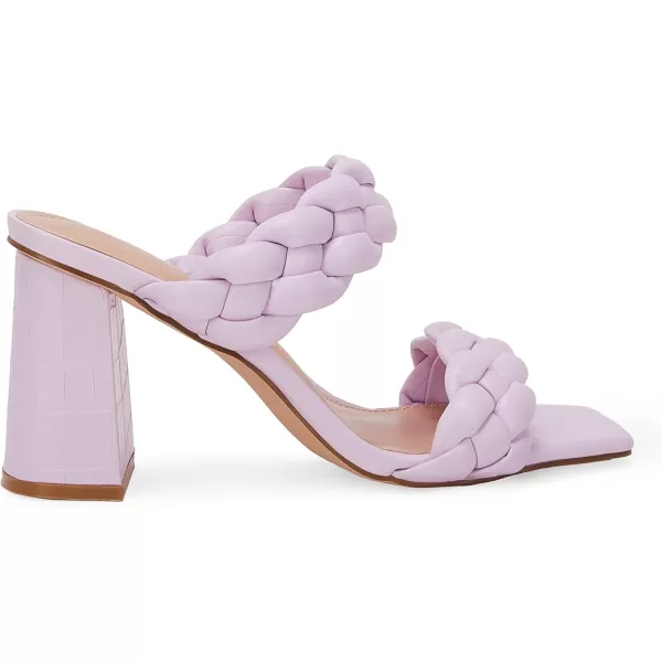 Syktkmx Women's Braided Heeled Sandals Backless Square Open Toe Block Slide Sandals