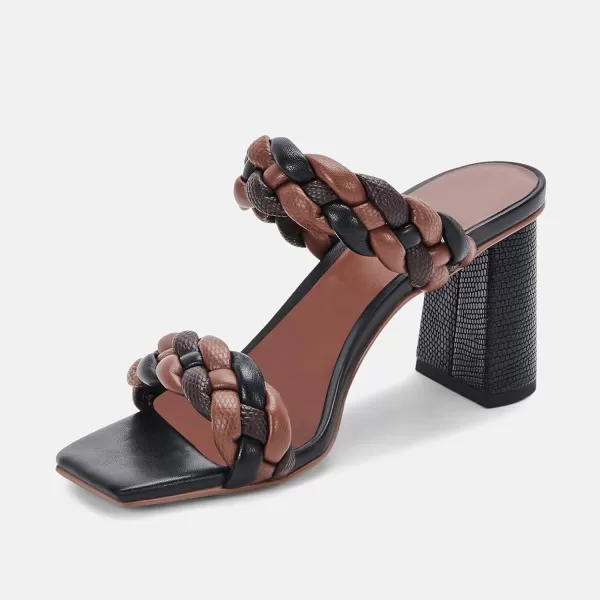 Syktkmx Women's Braided Heeled Sandals Backless Square Open Toe Block Slide Sandals