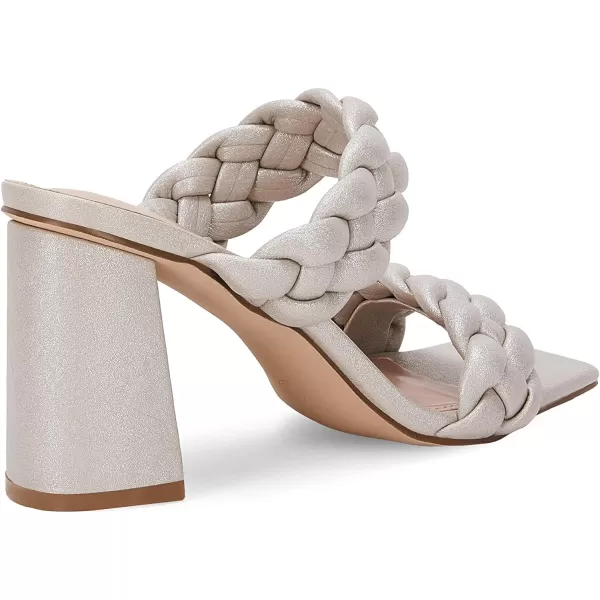 Syktkmx Women's Braided Heeled Sandals Backless Square Open Toe Block Slide Sandals