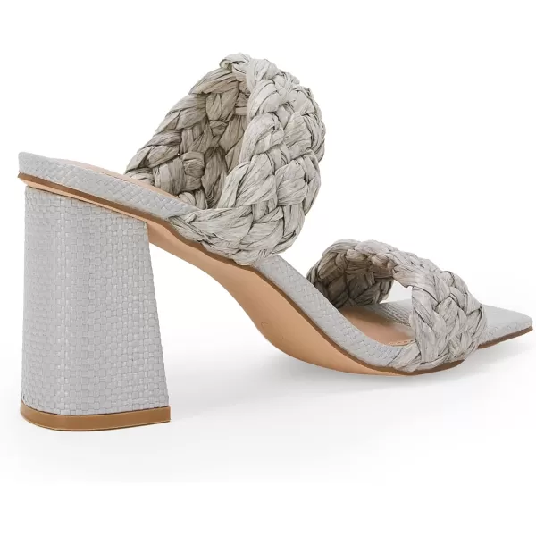 Syktkmx Women's Braided Heeled Sandals Backless Square Open Toe Block Slide Sandals