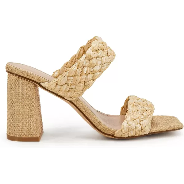 Syktkmx Women's Braided Heeled Sandals Backless Square Open Toe Block Slide Sandals