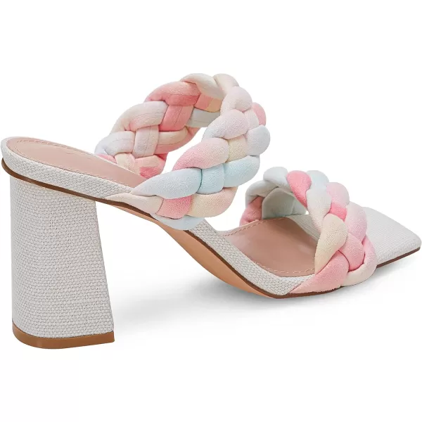 Syktkmx Women's Braided Heeled Sandals Backless Square Open Toe Block Slide Sandals
