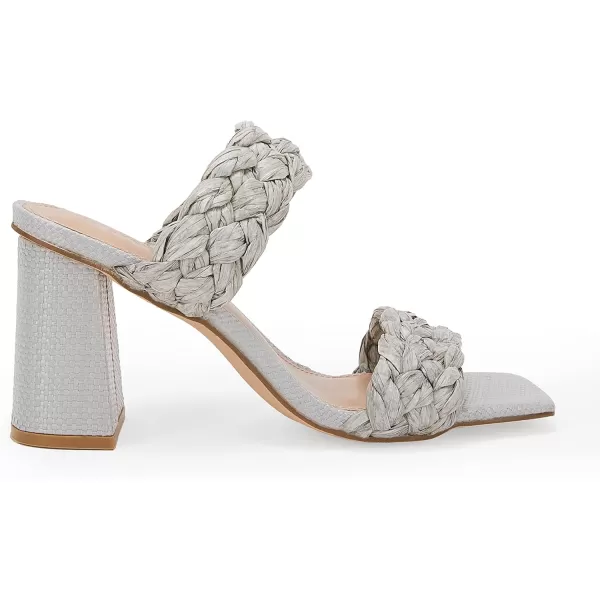 Syktkmx Women's Braided Heeled Sandals Backless Square Open Toe Block Slide Sandals