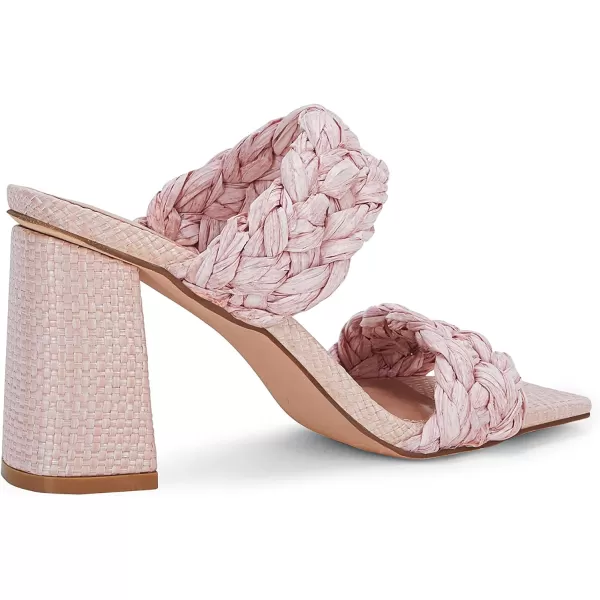Syktkmx Women's Braided Heeled Sandals Backless Square Open Toe Block Slide Sandals