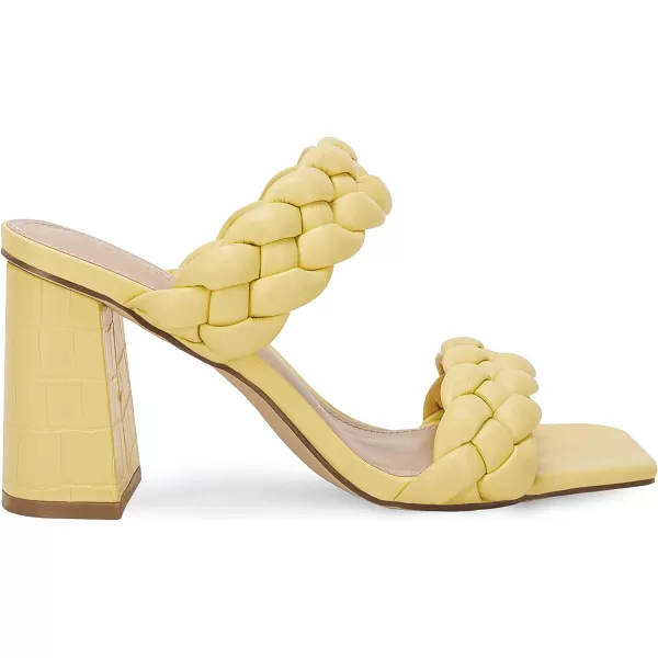 Syktkmx Women's Braided Heeled Sandals Backless Square Open Toe Block Slide Sandals