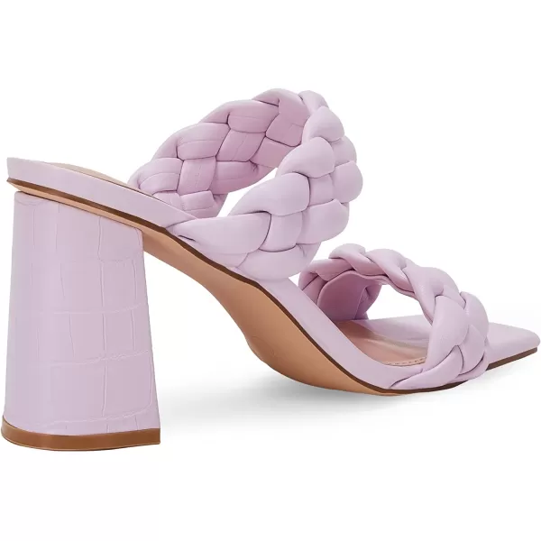 Syktkmx Women's Braided Heeled Sandals Backless Square Open Toe Block Slide Sandals