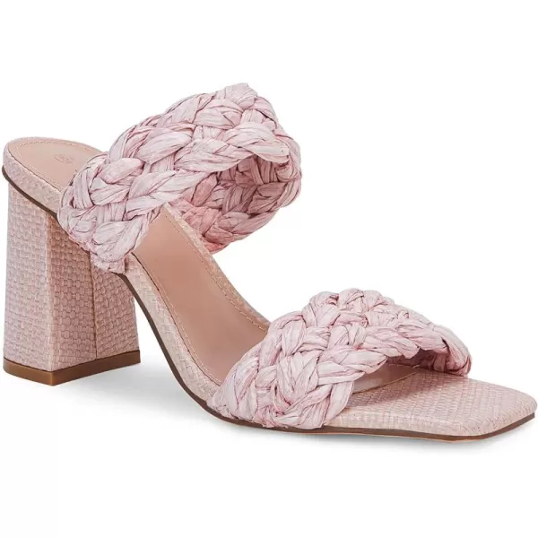 Syktkmx Women's Braided Heeled Sandals Backless Square Open Toe Block Slide Sandals