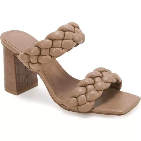 Syktkmx Women's Braided Heeled Sandals Backless Square Open Toe Block Slide Sandals