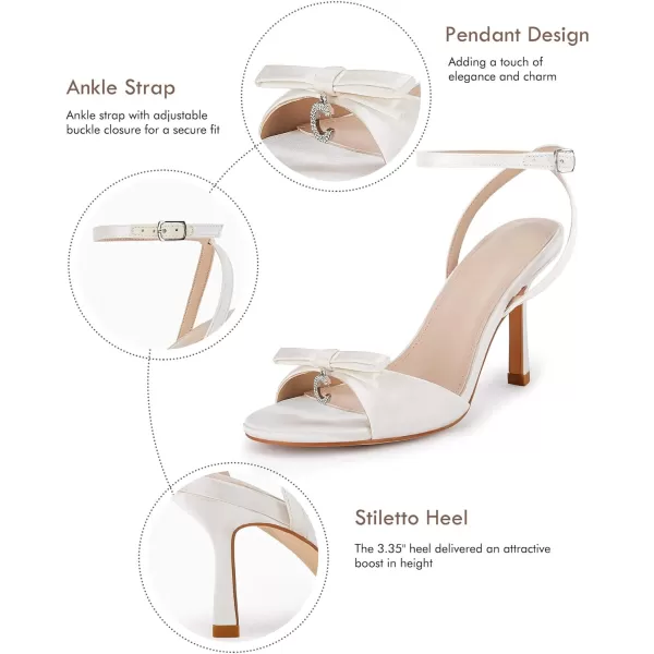 Coutgo Women's Open Toe Heeled Sandals Bow Stiletto Heels Ankle Buckle Strap Wedding Party Dress Shoes