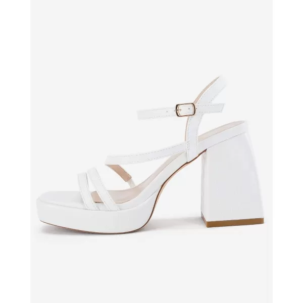 Coutgo Womens Platform Heels Sandals Chunky Square Open Toe Ankle Strap Summer Party Dress Shoes