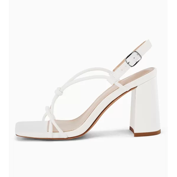Coutgo Women's Strappy Heeled Sandals Square Open Toe Chunky Block Heel Pumps Ankle Buckle Summer Shoes
