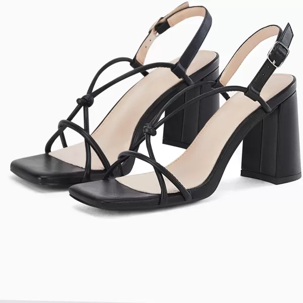 Coutgo Women's Strappy Heeled Sandals Square Open Toe Chunky Block Heel Pumps Ankle Buckle Summer Shoes