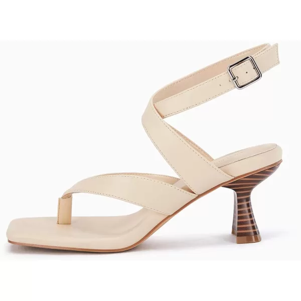 Coutgo Womens Strappy Kitten Heels Sandals Flip Flops Square Open Toe Ankle Strap Summer Dress Shoes