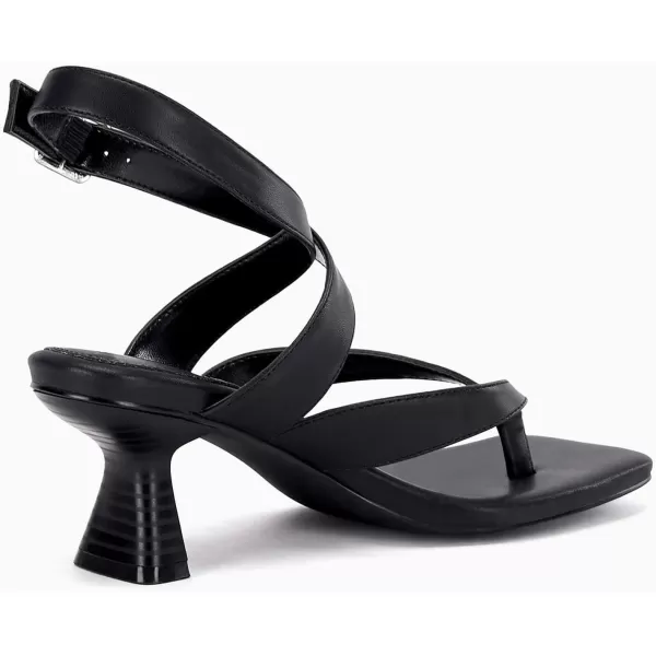 Coutgo Womens Strappy Kitten Heels Sandals Flip Flops Square Open Toe Ankle Strap Summer Dress Shoes