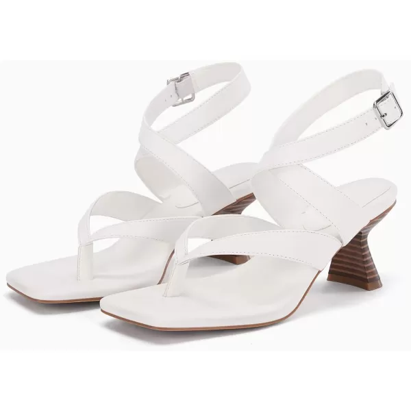 Coutgo Womens Strappy Kitten Heels Sandals Flip Flops Square Open Toe Ankle Strap Summer Dress Shoes