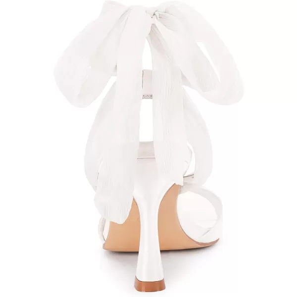 Coutgo Womens Strappy Kitten Heels Sandals Lace Up Square Open Toe High Heels Satin Summer Dress Shoes