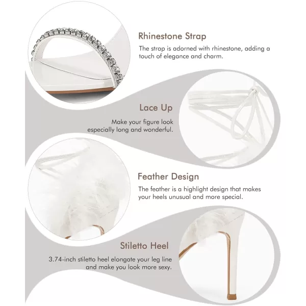 Coutgo Womens Strappy Lace up Heels Sandals Rhinestone Sexy Stiletto High Heel Party Wedding Dress Shoes