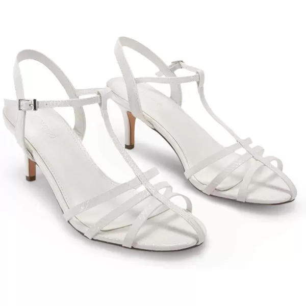 Coutgo Womens Kitten Heeled Sandals Ankle Buckle T-Strap Heels Gladiator Dress Shoes