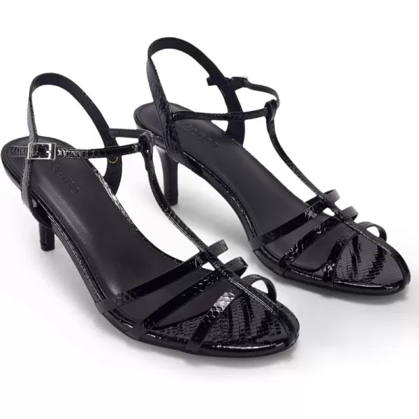 Coutgo Womens Kitten Heeled Sandals Ankle Buckle T-Strap Heels Gladiator Dress Shoes