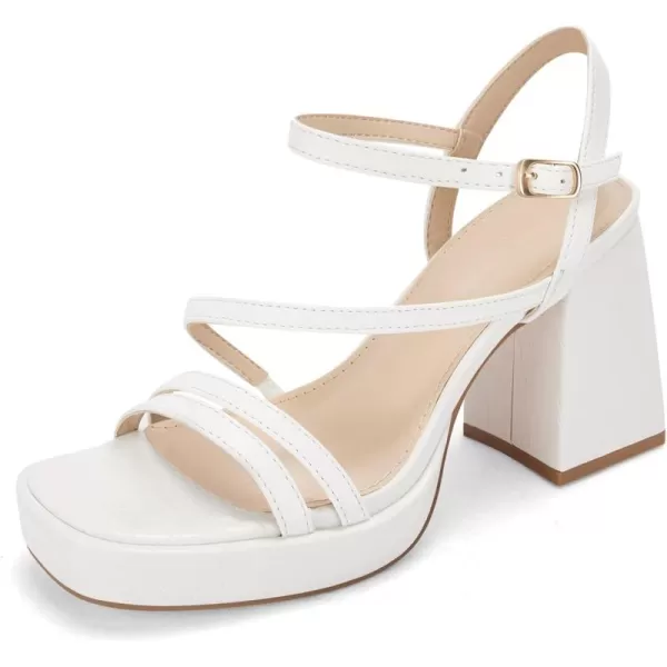 Coutgo Womens Platform Heels Sandals Chunky Square Open Toe Ankle Strap Summer Party Dress Shoes