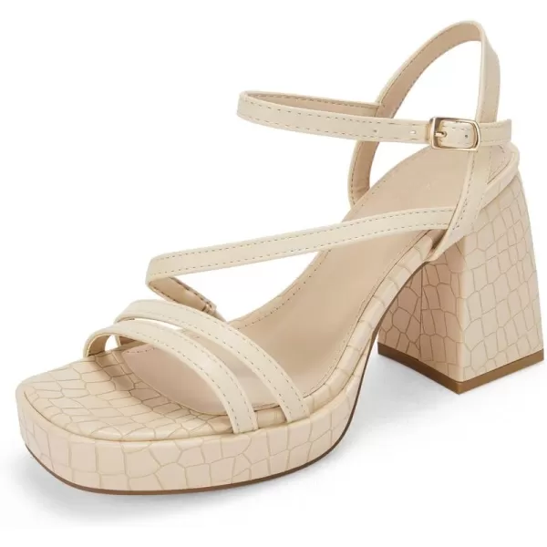 Coutgo Womens Platform Heels Sandals Chunky Square Open Toe Ankle Strap Summer Party Dress Shoes