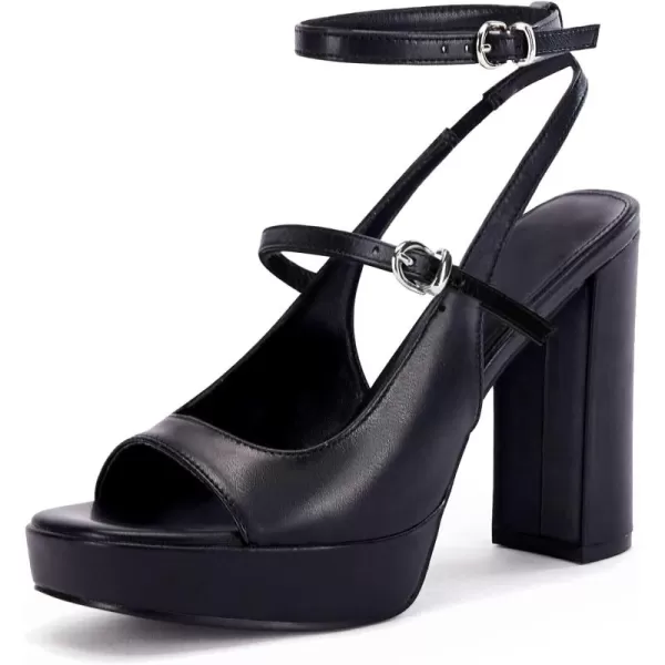Coutgo Womens Platform High Chunky Heels Peep Toe Strappy Buckled Ankle Strap Sexy Dress Pumps Sandals