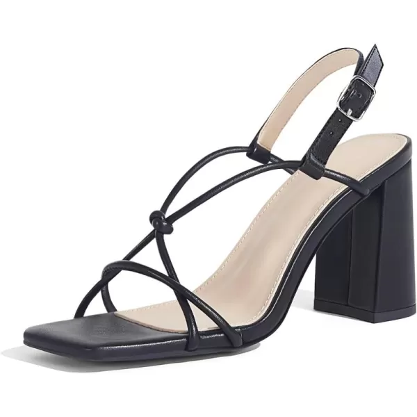 Coutgo Women's Strappy Heeled Sandals Square Open Toe Chunky Block Heel Pumps Ankle Buckle Summer Shoes