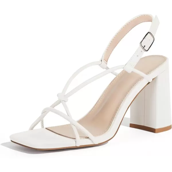 Coutgo Women's Strappy Heeled Sandals Square Open Toe Chunky Block Heel Pumps Ankle Buckle Summer Shoes