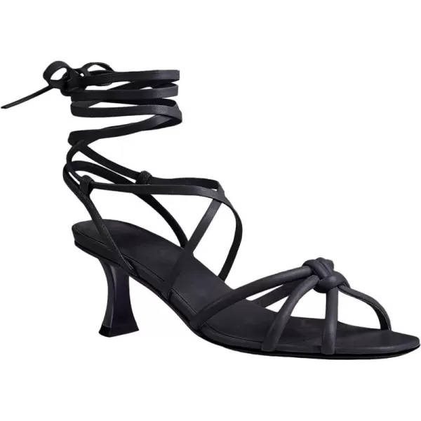 Coutgo Womens Strappy Heels Kitten Heel Lace Up Sandals Open Square Toe Knot Fashion Heeled Sandal Shoes