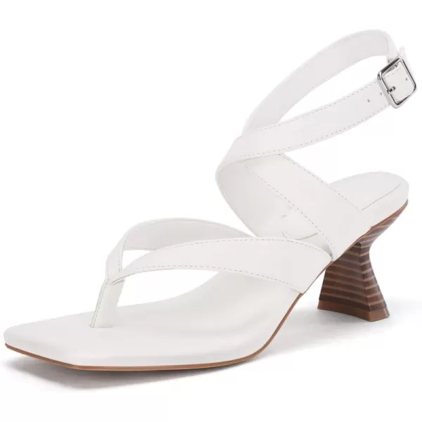 Coutgo Womens Strappy Kitten Heels Sandals Flip Flops Square Open Toe Ankle Strap Summer Dress Shoes