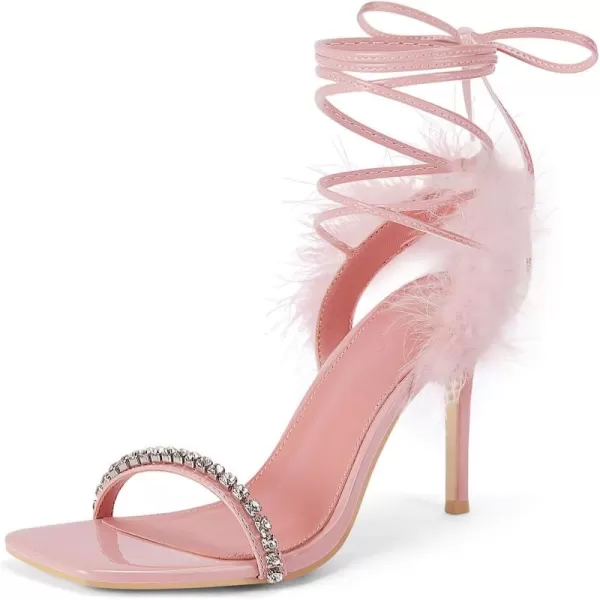 Coutgo Womens Strappy Lace up Heels Sandals Rhinestone Sexy Stiletto High Heel Party Wedding Dress Shoes