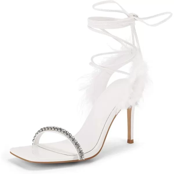 Coutgo Womens Strappy Lace up Heels Sandals Rhinestone Sexy Stiletto High Heel Party Wedding Dress Shoes