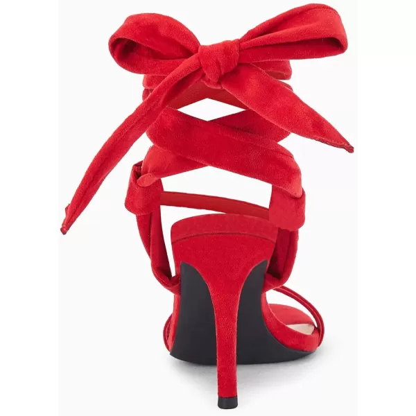 Coutgo Women's Lace up Heeled Sandals One Strap Stiletto Heels Open Toe Rhinestone Dress Party Wrapped Shoes
