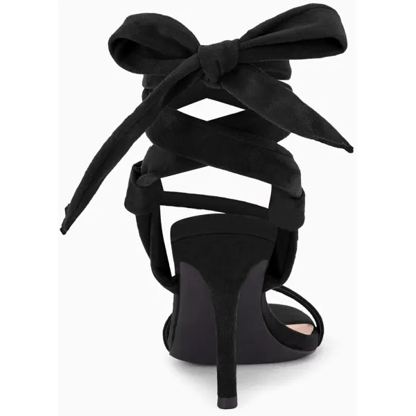 Coutgo Women's Lace up Heeled Sandals One Strap Stiletto Heels Open Toe Rhinestone Dress Party Wrapped Shoes