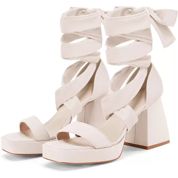 Coutgo Womens Platform Chunky High Heels Lace Up Sandals Ankle Strappy Open Toe Party Dress Shoes