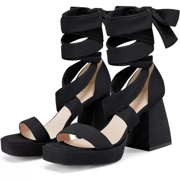 Coutgo Womens Platform Chunky High Heels Lace Up Sandals Ankle Strappy Open Toe Party Dress Shoes
