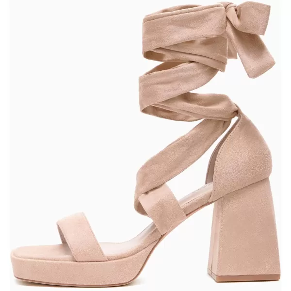 Coutgo Womens Platform Chunky High Heels Lace Up Sandals Ankle Strappy Open Toe Party Dress Shoes