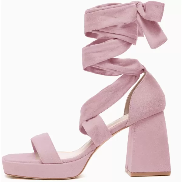 Coutgo Womens Platform Chunky High Heels Lace Up Sandals Ankle Strappy Open Toe Party Dress Shoes