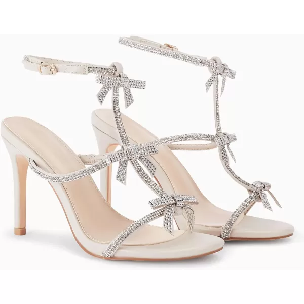 Coutgo Womens Rhinestone Bow High Heels Sandals Sexy Stiletto T-Strap Open Toe Summer Dress Shoes
